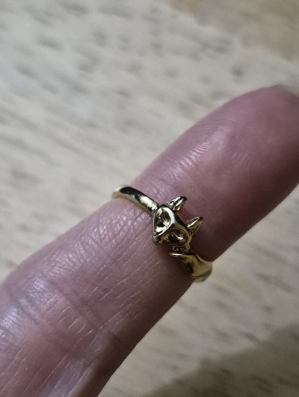 Gold Tone Girls Cat Ring Size 3 1/2